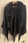 Henri Bendel Black Monogram Faux Fur Wrap Shawl OSFA RN67508 — photo 1