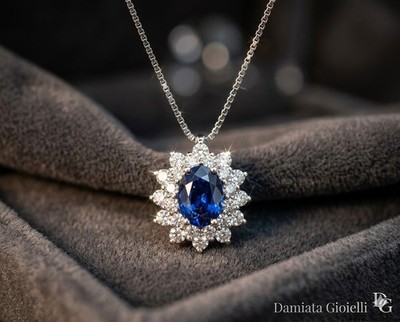 Damen Halskette Glühwürmchen Schmuck in Weißgold, Diamanten und Saphir CIOKELLY / 1Z
