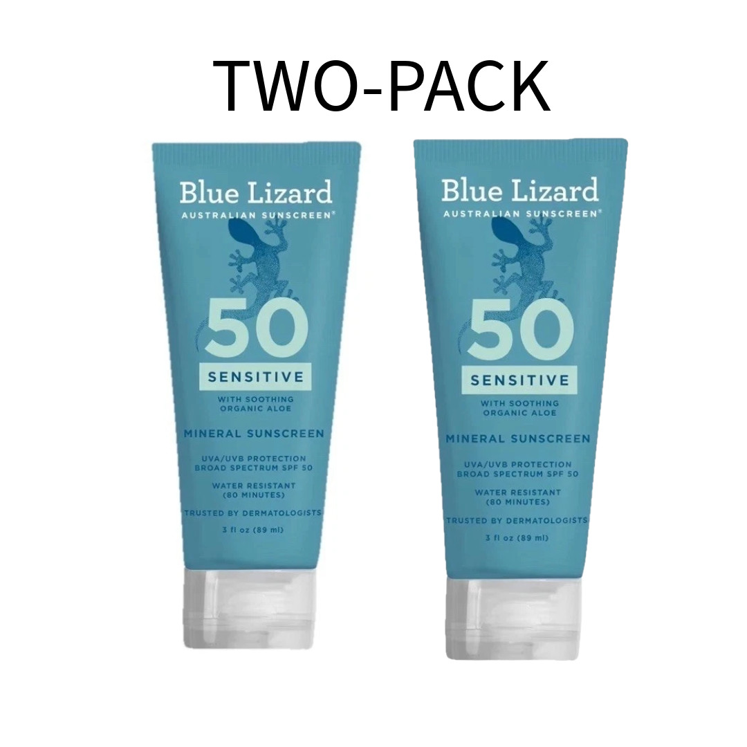 2 PACK Blue Lizard Sensitive Mineral Sunscreen With Zinc Oxi