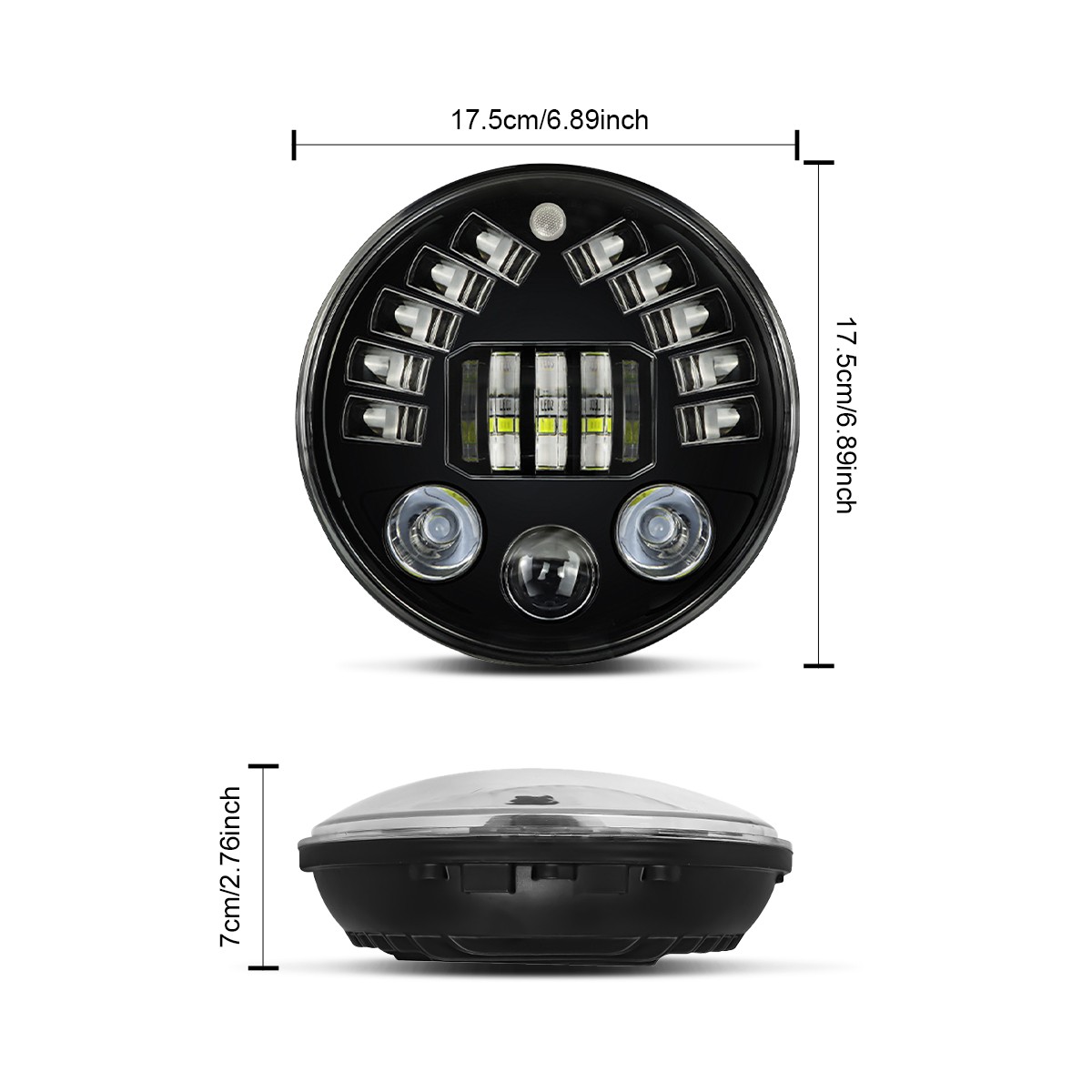 Pair Newest 7"in Round LED Headlights DRL Hi/Lo H4 For Jeep Wrangler JK TJ CJ LJ thumbnail 2