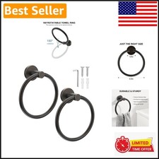 Rust-Resistant Stainless Steel Towel Holder - 2 Oil Rubbed Bronze Rings
