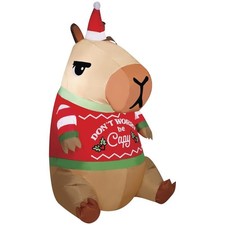 3'6" LED Capybara In A Christmas Sweater Inflatable Outdoor Porch Holiday Decor