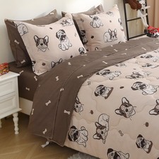 Kids Comforter Set 7 Piece Bedding Cute Dog Cartoon Animal Bed Microfiber Com...