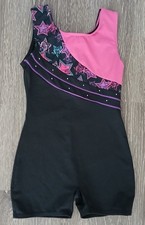 Just Imagine Girls Gymnastics Dance Leotard Unitard S 6/7 Black Pink Blue Stars