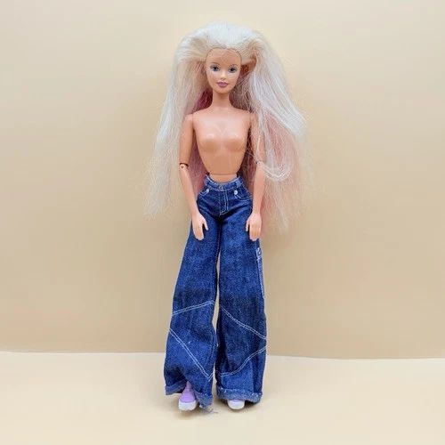 Happenin' Hair Barbie Doll 1998 Mattel VINTAGE With Pants And Shoes Pink Hair