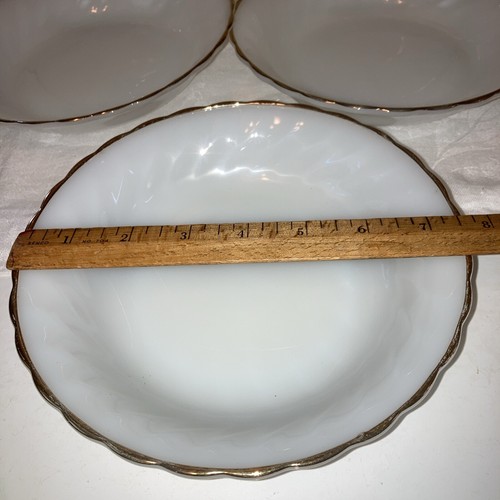 8 Vintage Fire King Anchor Hocking Suburbia 7.5” Soup Salad Pasta Bowls Gold Rim - Picture 3 of 3