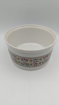 Royal Doulton Fireglow Souffle Schale.  Groß. Blumen Tulpen Design. Vintage 70er Jahre