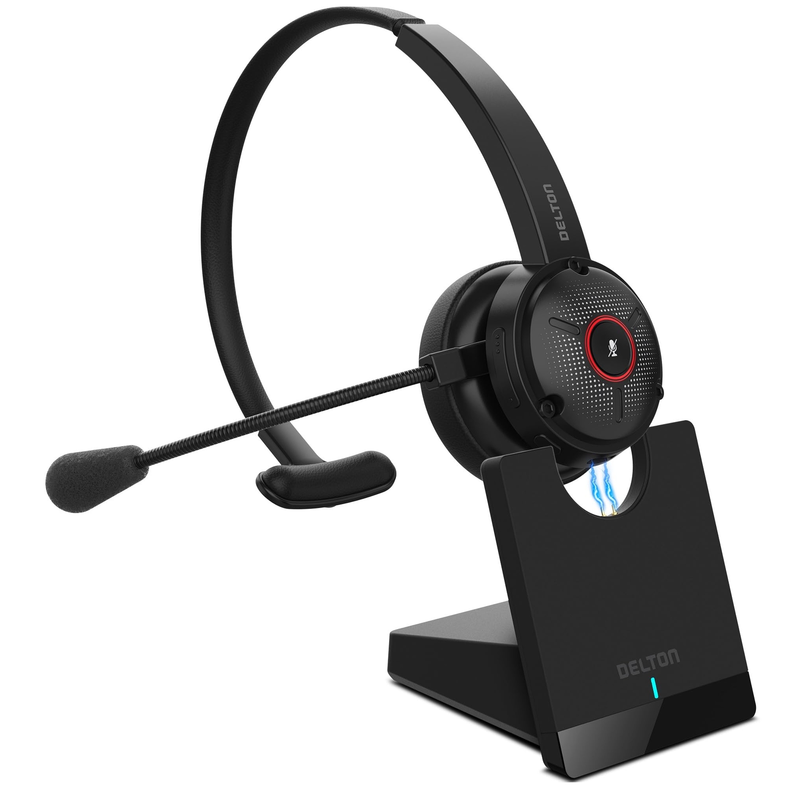 Wireless Noise Canceling Bluetooth Headset with Charging Dock for Computer