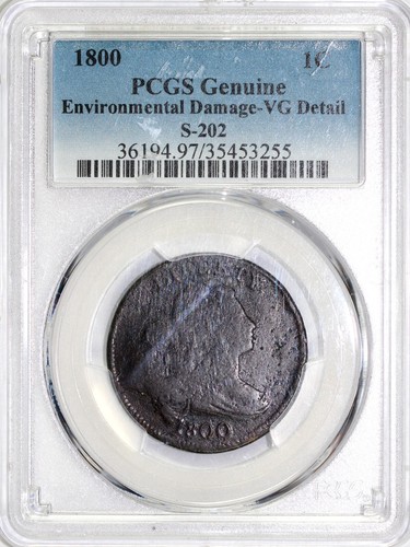 1800 1c S-202 Draped Bust Large Cent PCGS VG Details Env Damage - Picture 3 of 5