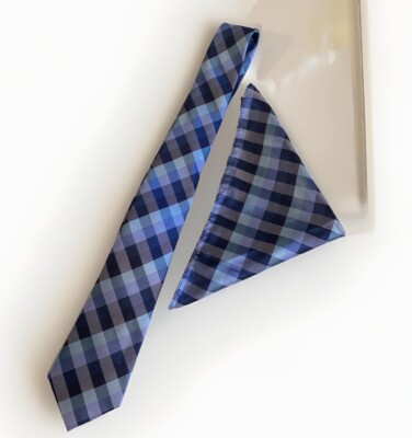 Hisdern Blue Tie And Pocket Square Combo