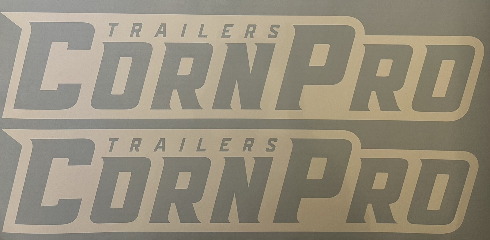 Corn Pro Trailers Replacement Stickers 18&rdquo; (Set Of 2) White Decals Logo Equip