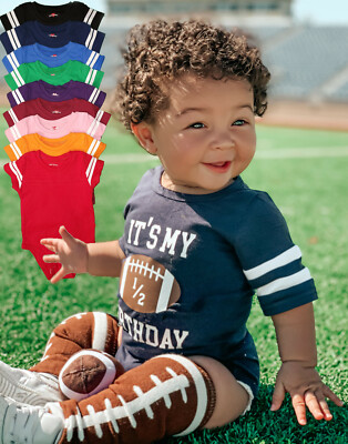 Personalized Half Birthday Football Baby Bodysuit | 9 Colors | It's My