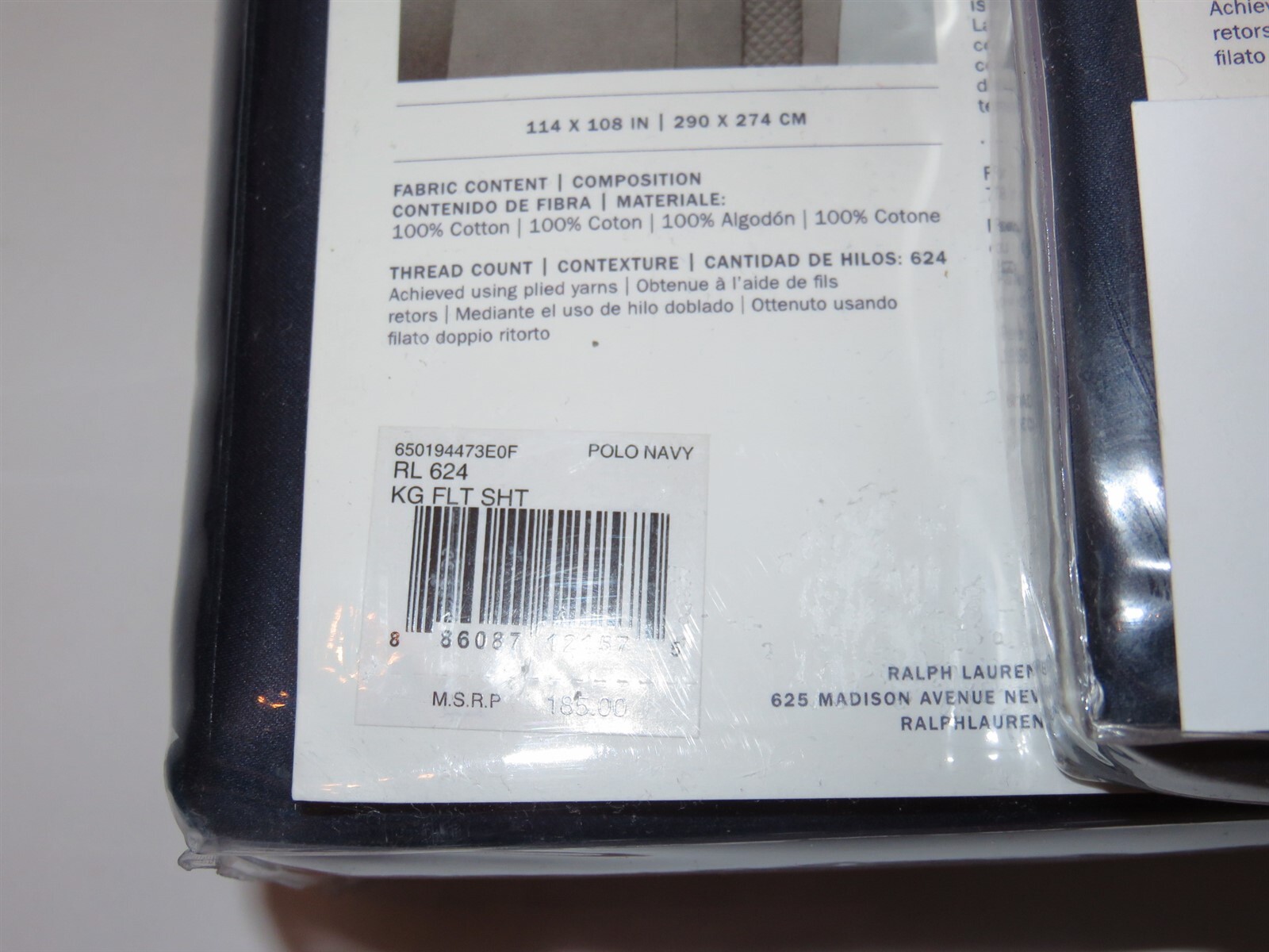 Ralph Lauren 624 Solid Sateen 2P Polo Navy King Sheet Set eBay
