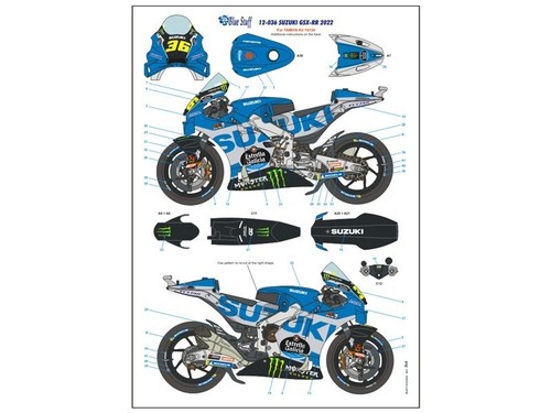 Blue Stuff Decal Sheet 1:12 Scale Suzuki GSX-RR Moto GP '22 for Tamiya Kit 14139 - Picture 9 of 10