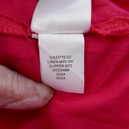 Gap Womens Linen Blend Midi Skirt Medium Ski Slipper Red Pull On NEW - Picture 12 of 13