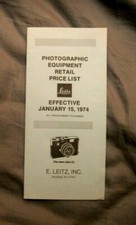 LEICA PHOTOGRAPHIC EQUIPMENT RETAIL PRICE LIST - JANUARY 15, 1974 - Brochure