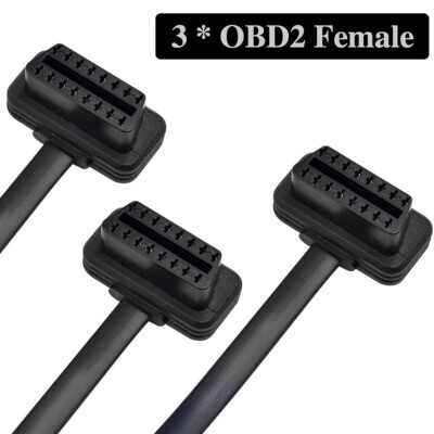 OBDII 16-Pin Male To 3-Way Female Y Splitter Extension Cable With Switch – Flat Wire