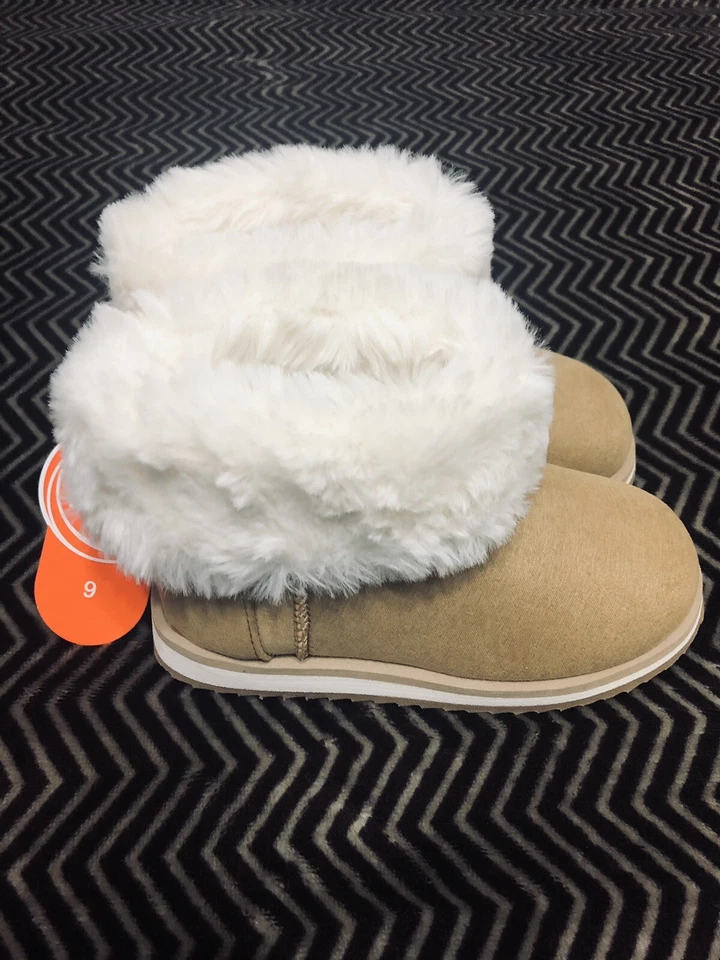 Botas/botines de piel sintética Wonder Nation para niñas talla 9 tostados nuevos Foto 2 de 4