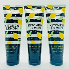Bath & Body Works Kitchen Lemon Hand Cream 4 oz Set of 3 