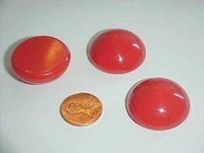12 VINTAGE WEST GERMAN RED 28mm. ROUND CABOCHONS L704