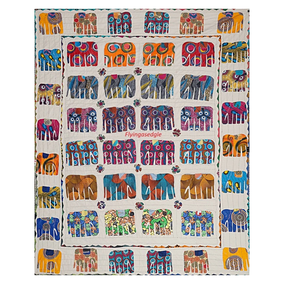 Edredón Art Kantha Queen Hecho a Mano Étnico Reversible Manta Algodón Tiro Bohemio Foto 4 de 4