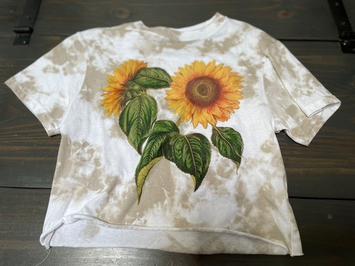 Raw Hem Edges T Shirt Cotton Flower 