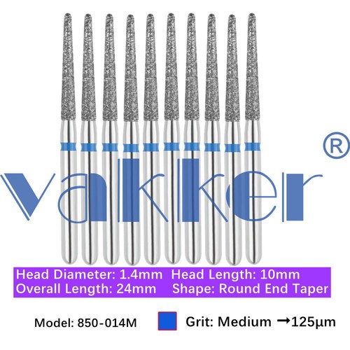 10pc/pk Vakker Dental FG Diamond Burs Round Long/ Round End Taper for High Speed - Picture 22 of 77
