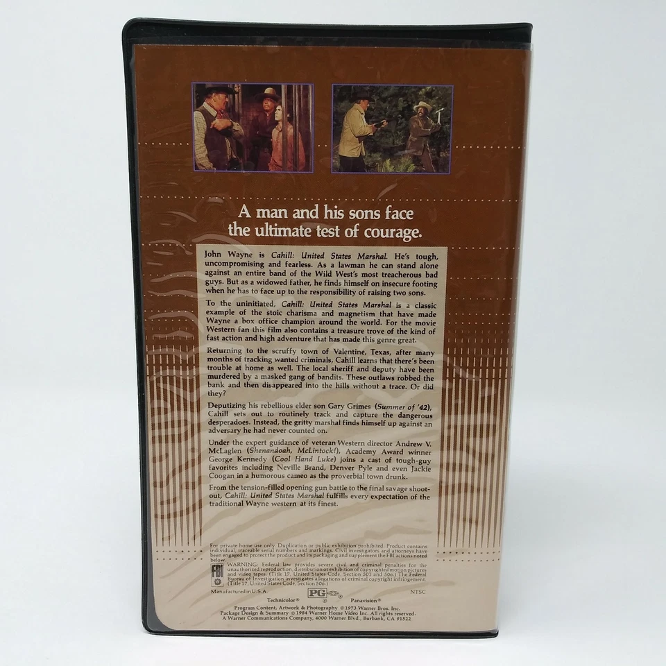 1984 John Wayne CAHILL UNITED STATES US MARSHAL Warner Home Video clamshell VHS - Image 2 of 4