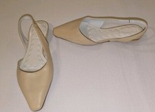 FRANCO SARTO Leather Women's Slingback Beige Tan Slip On Flats Shoes Sz 6