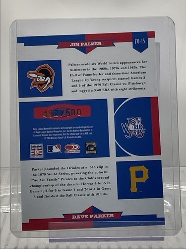 2004 DONRUSS 76TH WORLD SERIES FACE OFF JIM PALMER DAVE PARKER /500 - Picture 2 of 2