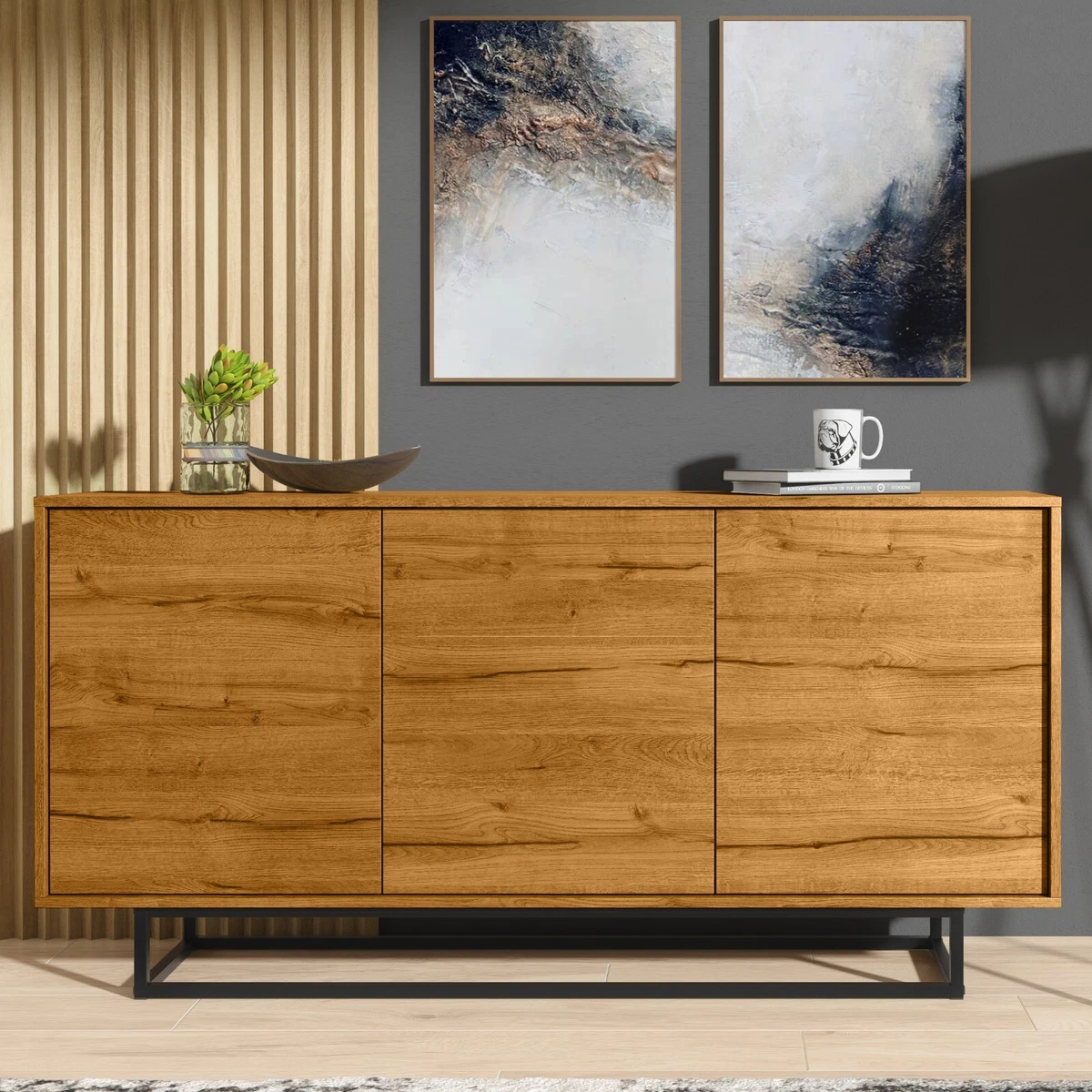 Loft Retro Industrial Sideboard Vintage Oak TV Unit Cabinet Cupboard TV Stand