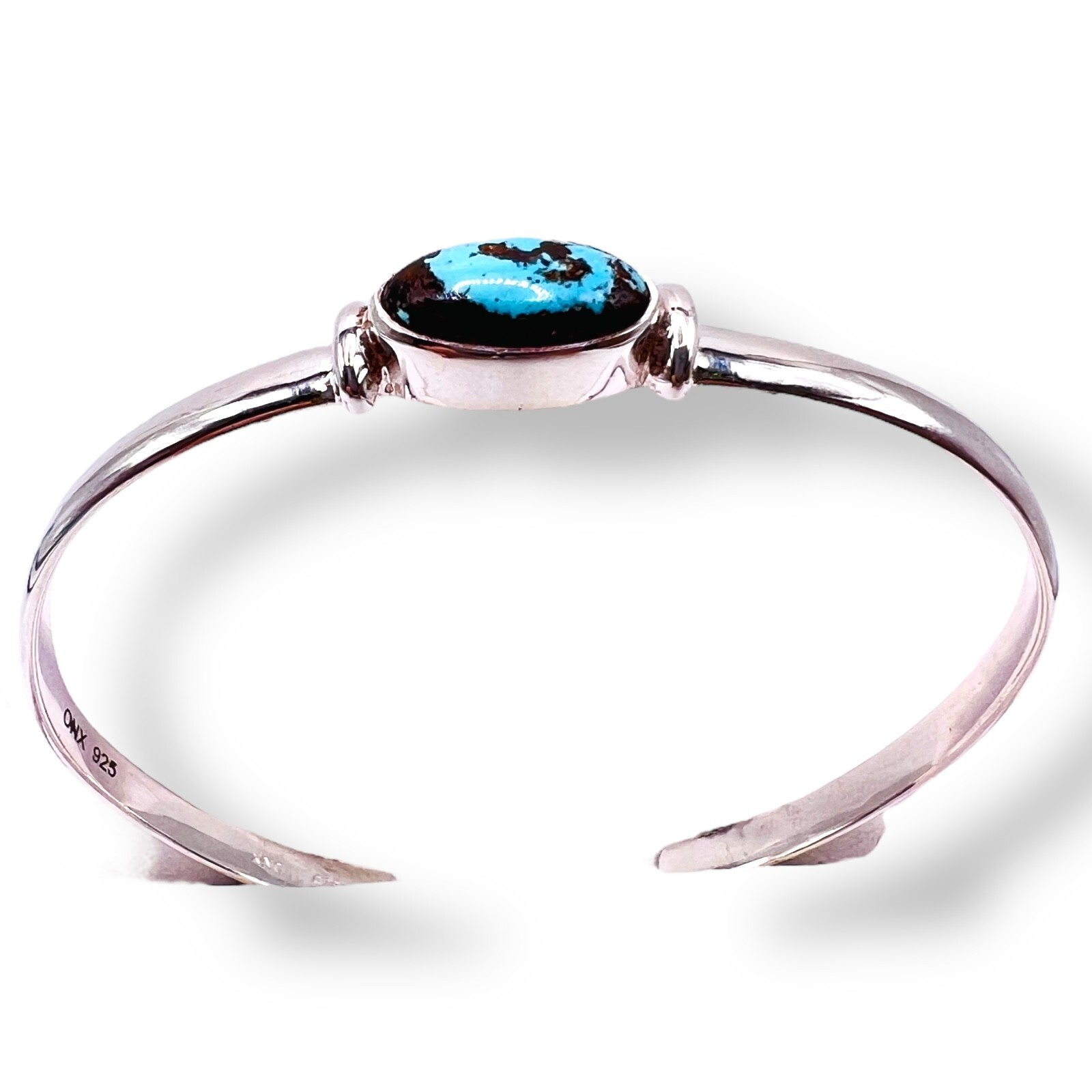 Solid Silver Sterling Turquoise Cuff Bracelet Per… - image 8