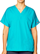 Teal Blue Cherokee Workwear Originals V-Neck Scrub Top 4700 NEW BX160
