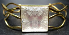 Lalique Arethuse Masque De Femme Crystal Cameo Gold Plate Cuff Bracelet