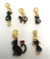 Charm Clip-On Black Cat Kitten Bracelet Purse Bag Zipper Backpack Keychain