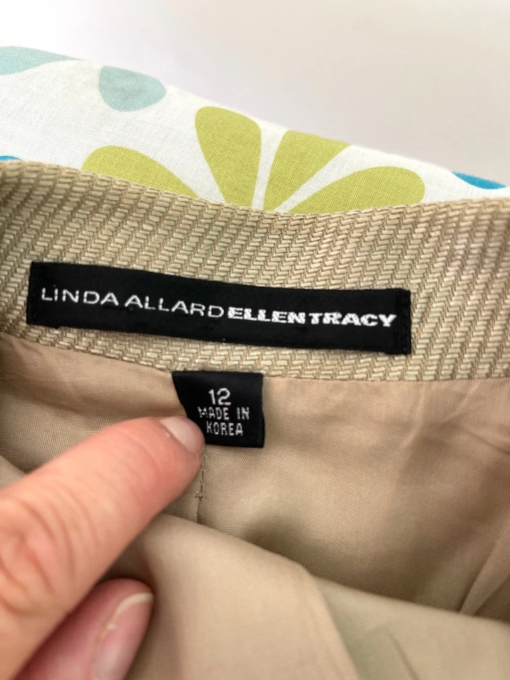 Blazer Linda Allard Ellen Tracy Mujer Vintage Talla 12 Dorado Lino Viscosa Algodón Foto 4 de 4