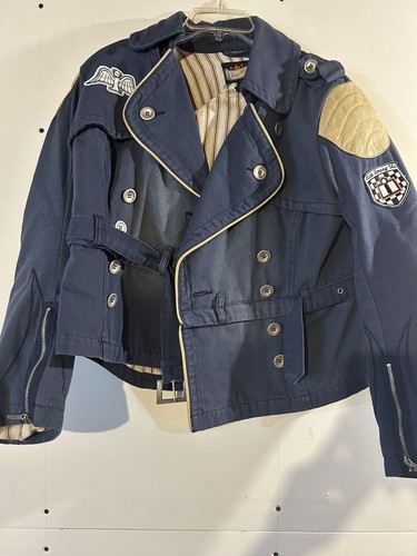 Icon Motorradjacke Damen Large blau gepanzert Damen Motorsport