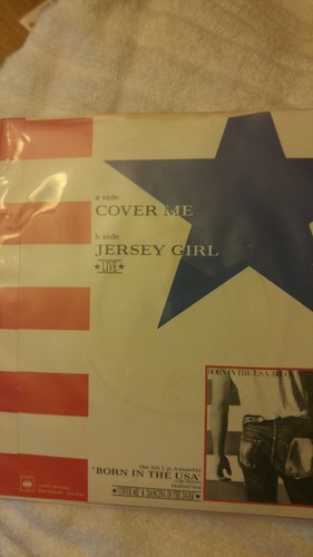 BRUCE SPRINGSTEEN Cover Me / Jersey Girl rare UK Import 45 with POSTER PicSleeve - Picture 2 of 4
