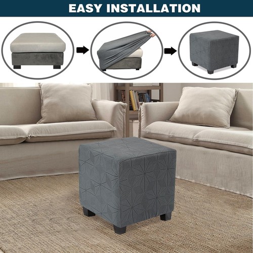 NeColorLife Small Ottoman Cover Square,Stretch Square Ottoman Covers Slipcove... - Picture 5 of 6