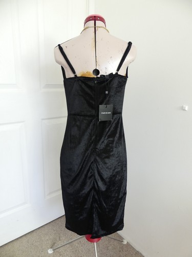 PARISIAN Black Velvet Slip DRESS Size Aus 10 NWT ASOS Retro Sexy Party Evening - Picture 6 of 6