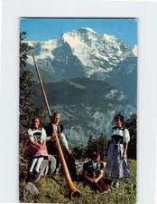 Postcard Trachtengruppe Mit Alphorn Die Jungfrau Switzerland