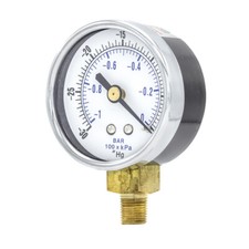 Dry Lower Mount Vacuum Gauge with 2" Dial, 30" Hg VAC/0 PSI 1/8" Male NPT