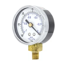 Dry Lower Mount Vacuum Gauge with 2" Dial, 30" Hg VAC/0 PSI 1/8" Male NPT