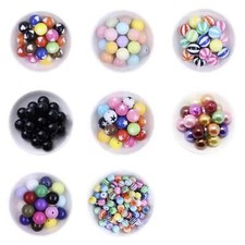 20-200pcs Fashion Jewellery 6mm 10mm 16mm Round Resin Printed Beads Ball Striped