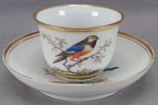 Locre La Courtille Paris Hand Painted Bird Dragonfly & Gold Cup & Saucer