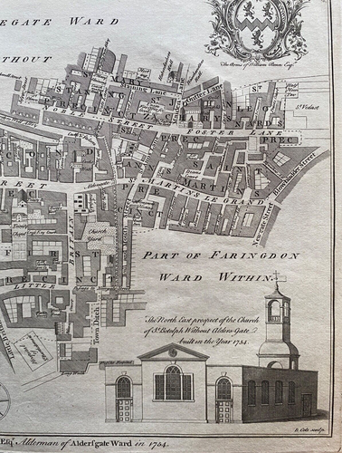 1754 Antique map: Aldersgate Ward, London from Maitland's History - Picture 4 of 4