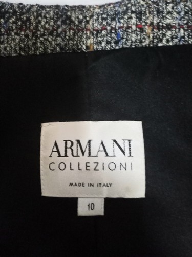 ARMANI COLLEZIONE VIRGIN WOOL BLACK, GREY+ MULTI COLOR TWEED PANT SUIT SIZE 10 - Picture 18 of 21
