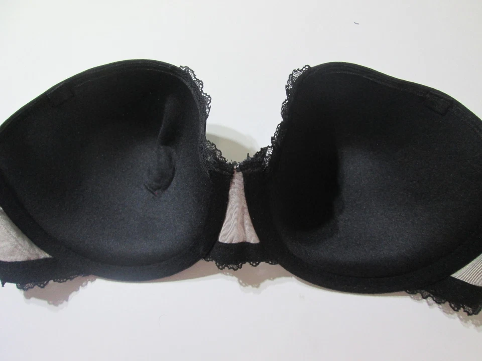 Sujetador Felina Talla 36D Negro Con Aros Forrado Balconette Ajustable Encaje Rayas Foto 2 de 4