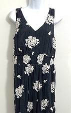 Women Boho Embroidered Maxi Dress L  Blue  Floral Peasant Hippie Cottagecore
