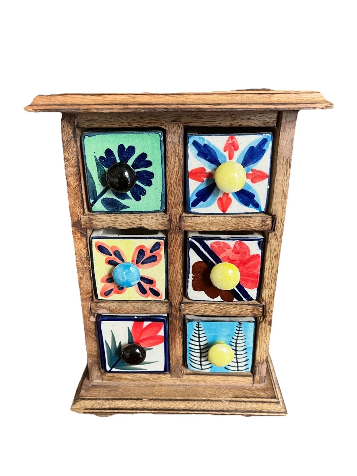 Spice cabinet with wooden stand and 6 ceramic drawers